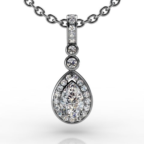 18k White Gold Pendant 0.545ct - 2300919-18kw